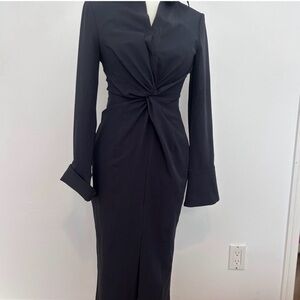 Cinq à Sept Black Twist-Front Long Sleeve Dress